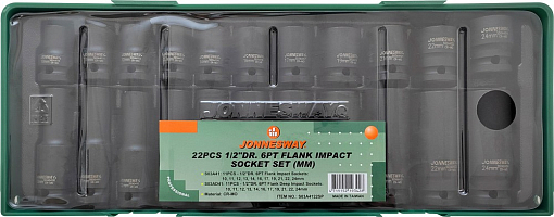 Фото 3 товара Набор головок ударных 1/2"DR в ложементе, 10-24 мм, 22 предмета, Jonnesway