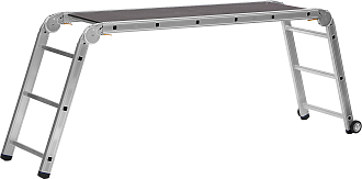 Подмости СИБИН ПРП-36 38845 150 кг, 3 x 6 x 3 ступени, алюминиевые, складные с колесами и съемной площадкой, профессиональные рабочие  - фото 1