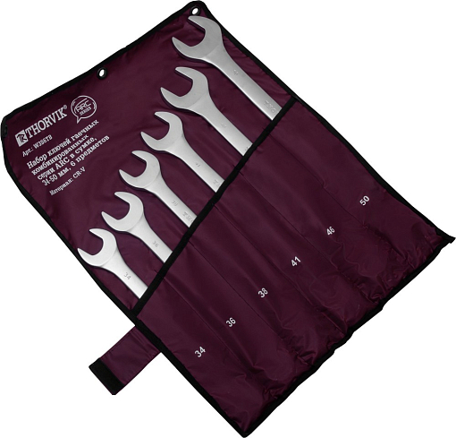 Фото 2 товара Набор ключей гаечных комбинированных серии ARC в сумке, 34-50 мм, 6 предметов, THORVIK