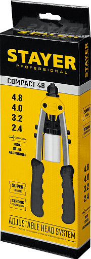 Фото 3 товара Заклепочник двуручный 3116_z01 Professional STAYER заклепки 2.4-4.8 мм из алюминия, стали, нерж. cтали, усиленный литой корпус