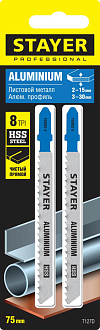 Полотна для эл/лобзика HSS STAYER по металлу (листовой, алюм. профиль), EU-хвостовик, шаг 3 мм, 75 мм, 2 шт., 159952-3_z02 Professional - фото 2