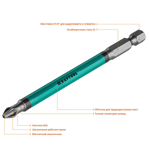 Фото 1 товара Набор бит Optimum Line KRAFTOOL 26122-2-100-10PH2, 100 мм, 10 шт., Cr-Mo сталь