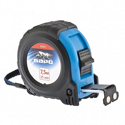 Фото 0 товара Рулетка Вектор 7,5 м х 25 мм, утолщенное полотно, магн. зацеп, обрез. корпус Барс