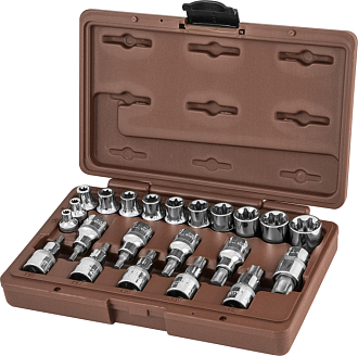 Набор головок торцевых, внешний TORX®, и насадок с вставками-битами TORX®, 22 предмета, Ombra - фото 1