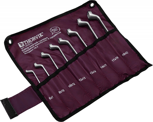 Фото 2 товара Набор ключей гаечных накидных изогнутых серии ARC в сумке, 6-22 мм, 8 предметов, THORVIK