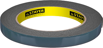 Двусторонняя клейкая лента (скотч) STAYER 12233-12-05 12 мм х 5 м, черная, на вспененной основе - фото 1