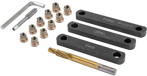 Фото 1 товара Набор инструментов для восстановления резьбы скобы тормозного суппорта, 16 предметов, THORVIK