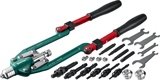 Фото 1 товара Складной заклепочник 3-в-1, в кейсе, 31182_z01 KRAFTOOL заклепки вытяжные, резьбовые (М4-М12, d=3.2-6.4 мм), штифты М4-М8