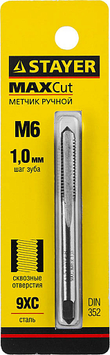 Фото 1 товара Метчик для сквозных отверстий MaxCut STAYER М6х1.0 мм, 28020-06-1.0