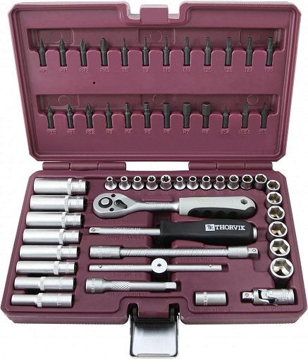 Фото 1 товара Набор инструмента 1/4"DR, 57 предметов, THORVIK