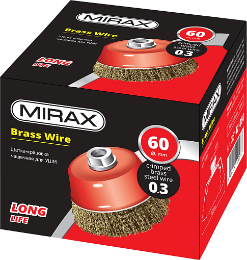 Фото 1 товара Щетка чашечная для УШМ MIRAX 35142-060 60 мм, проволока 0.3 мм