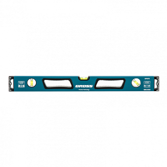 Уровень алюминиевый, 600 мм, усиленный с ударопрочными заглушками, рукоятки, 3 глазка Gross - фото 1