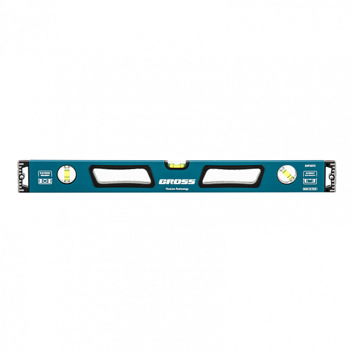 Фото 0 товара Уровень алюминиевый, 600 мм, усиленный с ударопрочными заглушками, рукоятки, 3 глазка Gross