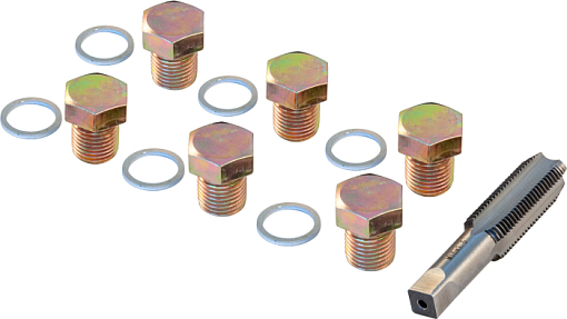 Фото 0 товара Набор для восстановления резьбы сливного отверстия поддона M15х1.5, 7 предметов, THORVIK