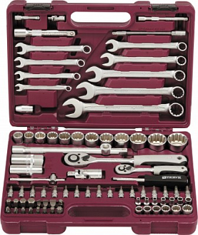 Универсальный набор инструментов 1/4", 1/2"DR с головками торцевыми MultiProf (82 предмета) THORVIK арт. UTS0082MP - фото 1