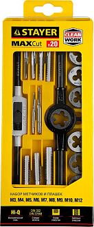 Набор метчиков и плашек MaxCut STAYER 20 предметов, легированная сталь, 28012-H20 - фото 3