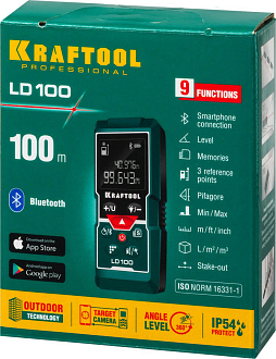 Лазерный дальномер KRAFTOOL LD-100 34765 дальность 5 см - 100 м, точность 1,5 мм - фото 7