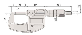 Микрометр цифровой 0-25 мм, 293-821-30, MITUTOYO - фото 3