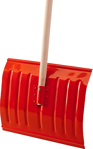 Фото 2 товара Лопата снеговая СИБИН 421841 428x350 мм, стальная, деревянный черенок, оранжевая