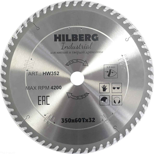Фото 0 товара Диск пильный Hilberg Industrial Дерево 350*32*60Т