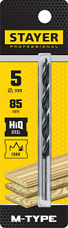 Спиральное сверло по дереву "M-type" STAYER d=5 х 85/45 мм, М-образная заточка, сталь HCS, 2942-085-05_z02 - фото 2