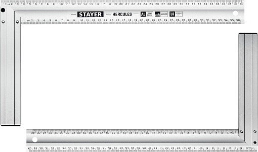 Фото 1 товара Угольник STAYER HERCULES 3432-40 Professional 400 х 2 мм, с усиленным алюминиевым полотном, жесткий столярный