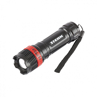 Фонарь бытовой, пластик, 1 W Led, ремешок, зум, 3 режима 100%-50%-строб, 3 х ААА Stern - фото 1