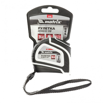 Рулетка Autostop, 3 м х 16 мм, двухкомпонентный корпус, авт. фикс., Pro Matrix - фото 3