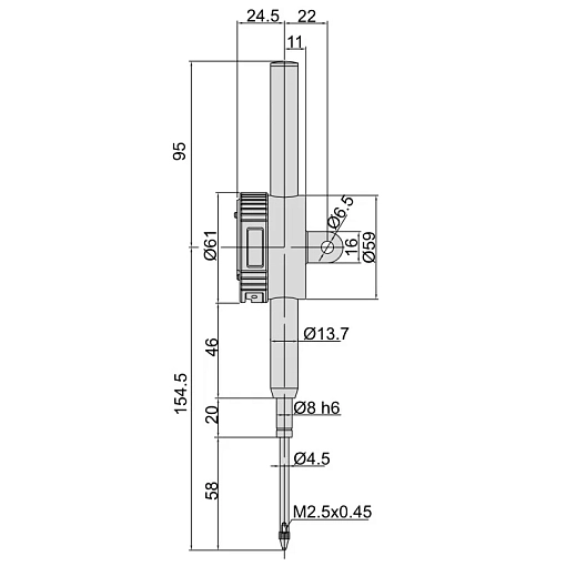 Фото 1 товара Индикатор ИЧЦ 50.8мм/2.0" дел 0.01мм/0.0005" IP54 с проушиной, INSIZE