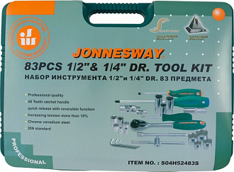 Набор инструмента универсальный 1/4", 1/2"DR, 83 предмета, Jonnesway - фото 3