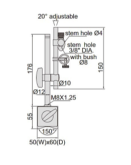 Штатив ШМ 176мм, 60кгс, Ø8мм/4мм/3/8", INSIZE - фото 2