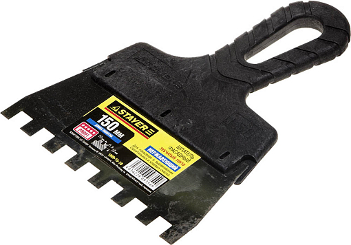 Фото 0 товара Шпатель зубчатый STAYER 150 мм, нержавеющая полотно, пластмассовая рукоятка, 1009-15-10