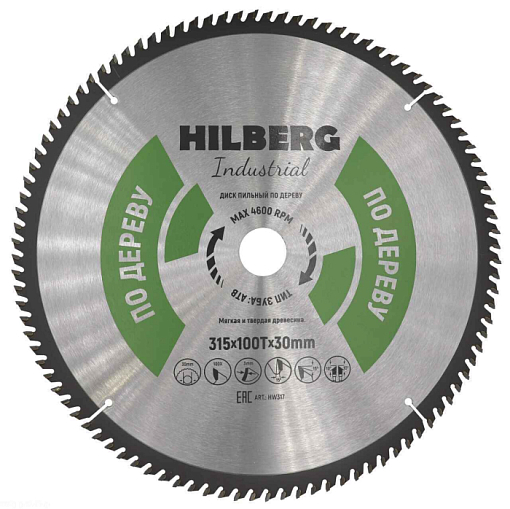 Фото 0 товара Диск пильный Hilberg Industrial Дерево 315*30*100Т
