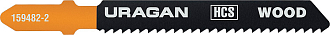 Полотно для эл/лобзика по дереву, фанере, пластику, EU-хвостовик, шаг 2 мм, 75/50 мм, 2 шт, HCS URAGAN - фото 1