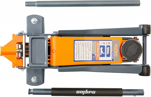 Фото 4 товара Домкрат подкатной 3 т. гаражный двухпоршневой, с уменьшенной высотой подхвата, 75-505 мм, Ombra