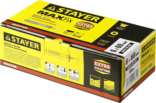 Фото 1 товара Дюбель-гвоздь полипропиленовый с потайным бортиком STAYER 60 x 6 мм, 100 шт.,30645-06-060