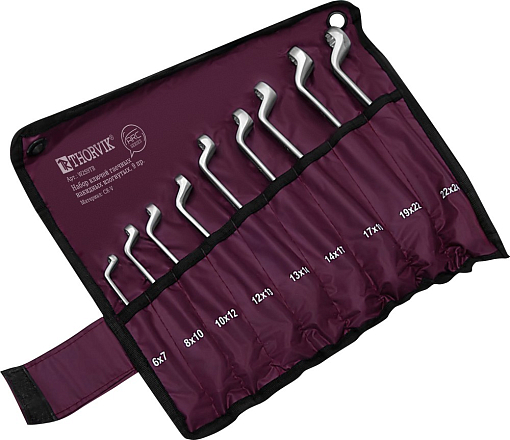 Фото 2 товара Набор ключей гаечных накидных изогнутых серии ARC в сумке, 6-24 мм, 9 предметов, THORVIK