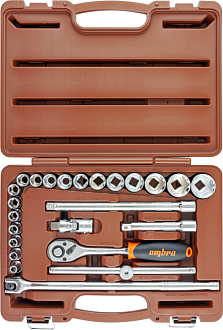 Набор головок торцевых с аксессуарами 1/2"DR, 8-32 мм, 24 предмета, Ombra - фото 1