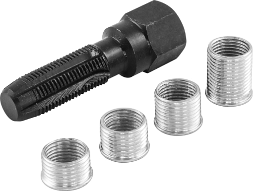 Фото 0 товара Набор для восстановления резьбы свечного отверстия М14, 5 предметов, THORVIK