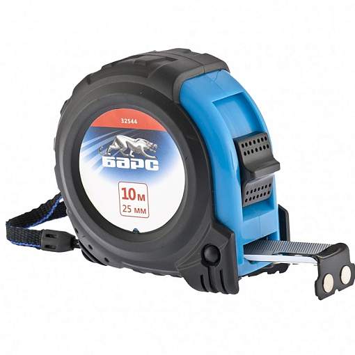 Фото 0 товара Рулетка Вектор 10 м х 25 мм, утолщенное полотно, магн. зацеп, обрез. корпус Барс