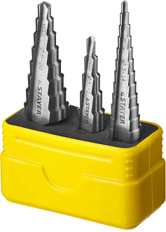 Набор ступенчатых сверл по сталям и цвет.мет STAYER 3 шт., HSS, 29660-3-20-H3 Master - фото 1