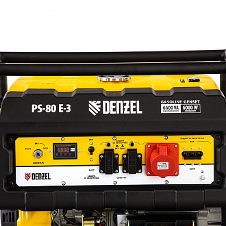 Генератор бензиновый PS 80 E-3, 6.5 кВт, 400 В, 25 л, электростартер Denzel - фото 10