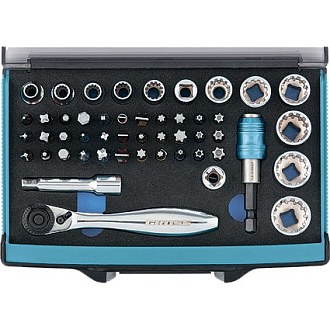 Трещотка с набором бит и торцевых головок, адаптер и удлинитель, 49 шт, S2 Gross - фото 1