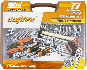 Набор инструмента универсальный 1/4", 1/2"DR, 77 предметов, Ombra - фото 3