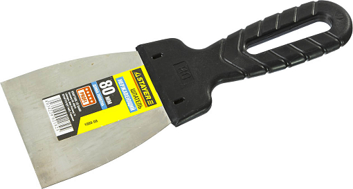 Фото 1 товара ШпательSTAYER 80 мм, нержавеющая полотно, пластмассовая рукоятка, 1008-08