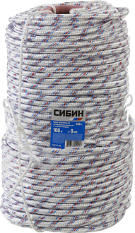 Фал плетёный полипропиленовый с сердечником СИБИН 50215-08 100 м, 8 мм, 16-прядный, 520 кгс,  - фото 3