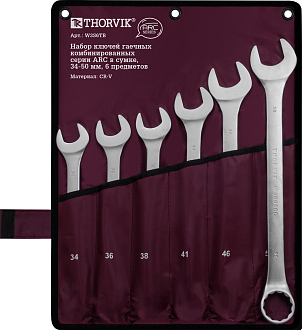 Набор ключей гаечных комбинированных серии ARC в сумке, 34-50 мм, 6 предметов, THORVIK - фото 1