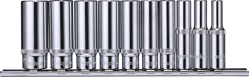 Фото 0 товара Набор головок торцевых глубоких 1/4"DR на держателе, 5-14 мм, 10 предметов, Ombra