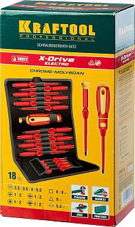 Набор диэлектрических отверток с переставными стержнями Х-Drive Electro 18 шт., Kraftool - фото 9