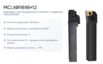 Набор резцов токарных 16х16 мм с пластинами по металлу (нержавейка+сталь) DESKAR - фото 2